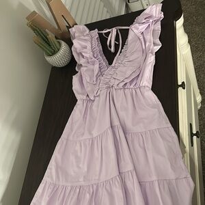 Spring Lavender Ruffle Dress